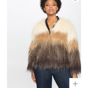 Eloquii Studio Colorblock Faux Fur Coat
